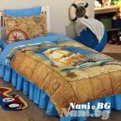 Единичен комплект с олекотена завивка Кораб