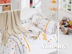 Бебешко спално бельо-Бамбук и одеяло - Щъркел оранж