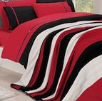 Спално бельо от 100% памук с плетено одеяло - RED STRIPES