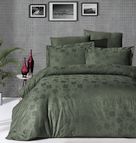 Луксозен спален комплект памучен сатен, жакард - CLOVER HAKI