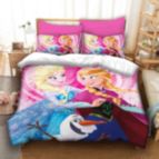Детско 3D спално бельо Анна и Елза в розово