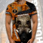 3D Мъжка тениска с ловни мотиви Wild Boar