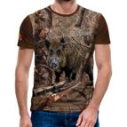 3D Мъжка тениска с ловни мотиви Boar
