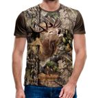3D Мъжка тениска с ловни мотиви DEER КАМУФЛАЖНА