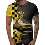 3D Мъжка тениска Car 6858 + надпис