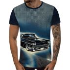 3D Мъжка тениска Car 6843 + надпис