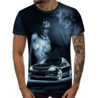 3D Мъжка тениска Car 6840 + надпис