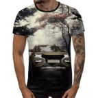 3D Мъжка тениска Car 6830 + надпис