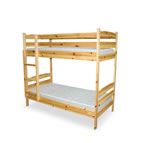 Двуетажно дървено легло Масив натурален цвят
