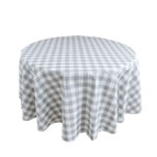 Покривка за маса от водоустойчив плат, в сиво и бяло на квадрати