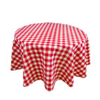 Покривка за маса от водоустойчив плат, в червено и бяло на квадр
