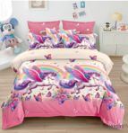 Детскo спалнo бельо, Летящият еднорог под дъгата, розов