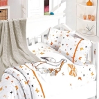 Бебешко спално бельо бамбук с памучно одеяло - Щъркел Ориндж