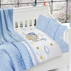 Бебешко спално бельо бамбук с памучно одеяло - Кити блу