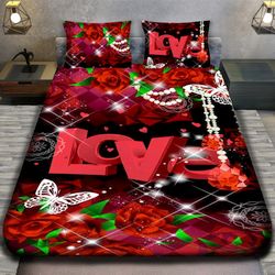 3D спално бельо Романтични, LOVE RED