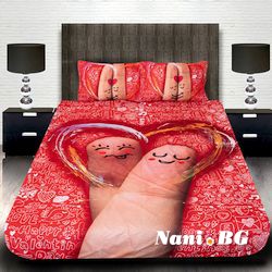 3D спално бельо Романтични - Валентинка