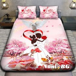 3D спално бельо Романтични - Влюбена двойка