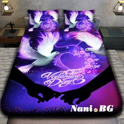 3D спално бельо Романтични - Влюбени гълъби