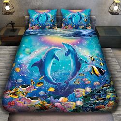3D спално бельо с животни, Двойка Делфини