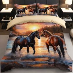3D спално бельо с Животни, Коне 13938