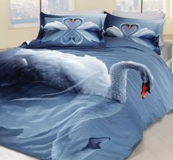 Спално бельо 3D Swan Blue