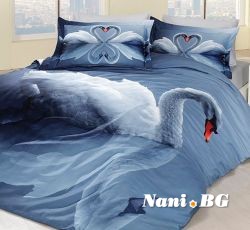 Спално бельо 3D Swan Blue