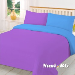 двуцветно спално бельо - лилаво-тюркоаз