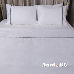 Спално бельо памучен сатен - Бяло с Лента
