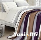 Спално бельо от 100% памук с плетено одеяло - BROWN STRIPES