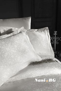 Луксозен спален комплект памучен сатен, жакард - LAMONE KREM