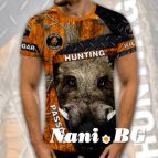 3D Мъжка тениска с ловни мотиви Wild Boar