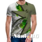 3D Мъжка тениска с рибарски мотиви Fishing Ggreen