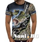 3D Мъжка тениска с рибарски мотиви Риба