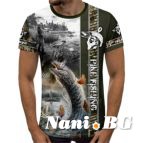 3D Мъжка тениска с рибарски мотиви Щука