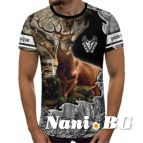 3D Мъжка тениска с ловни мотиви Елен