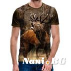 3D Мъжка тениска с ловни мотиви WILD DEER