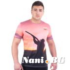 3D Мъжка тениска с ловни мотиви GUN