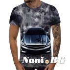 3D Мъжка тениска Car 6849 + надпис