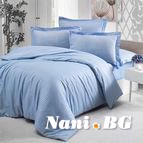 Луксозено спално бельо памучен сатен раие Blue