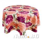 Покривка за маса от водоустойчив плат, Розови и цикламени цветя