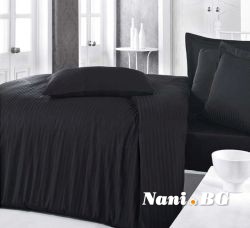 Спално бельо памучен сатен Uni Black