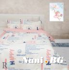 Детски спален комплект памучен сатен, Хепи