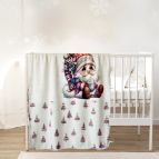 Бебешко коледно одеяло двулицево 100х150, ДЯДО КОЛЕДА