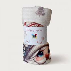 Бебешко коледно одеяло двулицево 100х150, ДЯДО КОЛЕДА