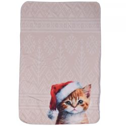 Бебешко коледно одеяло двулицево 100х150, КОТЕ ПЛЕТКА