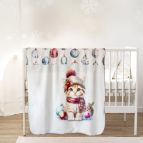 Бебешко коледно одеяло двулицево 100х150, КОТЕНЦЕ