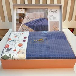 Спално бельо памук в комплект с ковертюра, FAYETTE BLUE