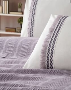 Спално бельо памук в комплект с ковертюра, MELANIE, лила