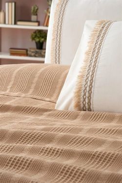 Спално бельо памук в комплект с ковертюра, MELANIE ,латте