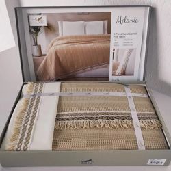 Спално бельо памук в комплект с ковертюра, MELANIE ,латте